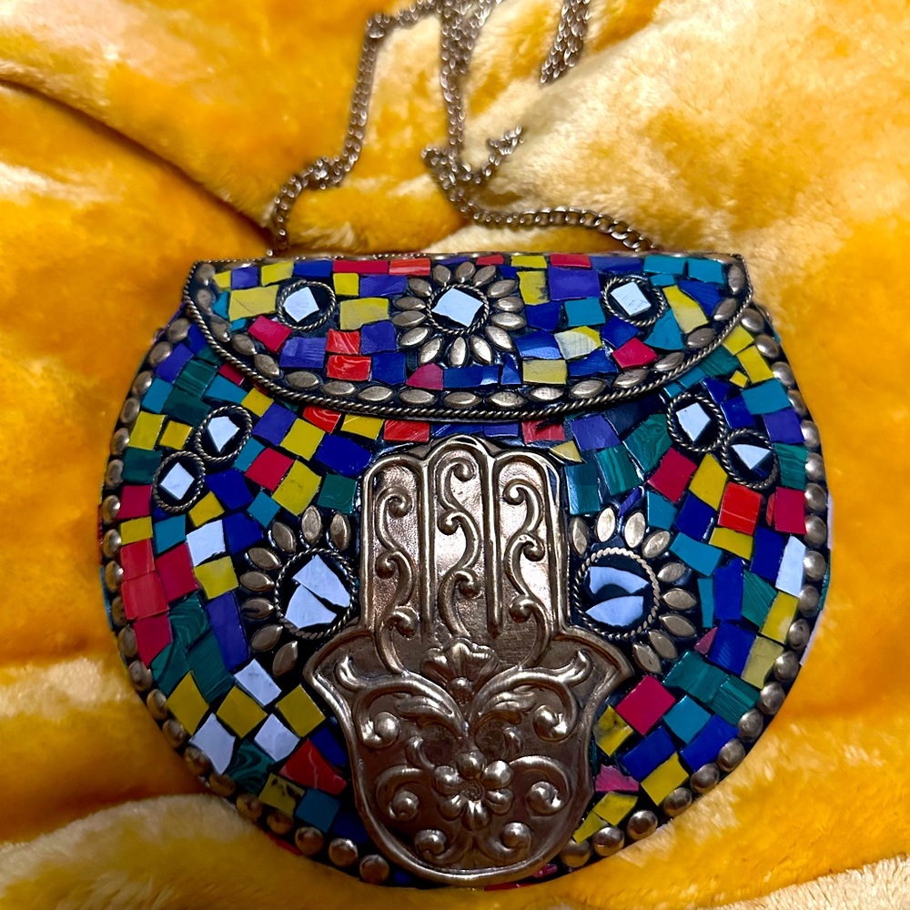 Handmade Hamsa multicolored Crossbody